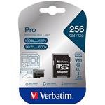 VERBATIM Pro microSDXC 256GB UHS-I V30 U3 + SD adaptér