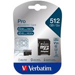 VERBATIM Pro microSDXC 512GB UHS-I V30 U3 + SD adaptér