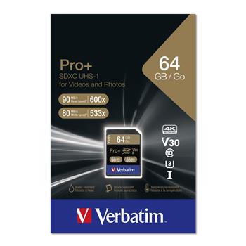 VERBATIM Pro+ SDXC 64GB UHS-I V30 U3