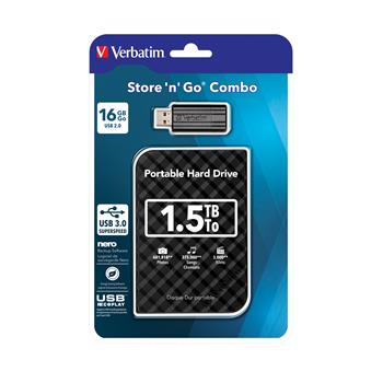 VERBATIM Store´n´ Go 2,5" GEN2 1,5TB USB 3.0 černý + 16GB flash