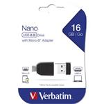 VERBATIM Store 'n' Stay NANO 16GB USB 2.0 + OTG adapter černá