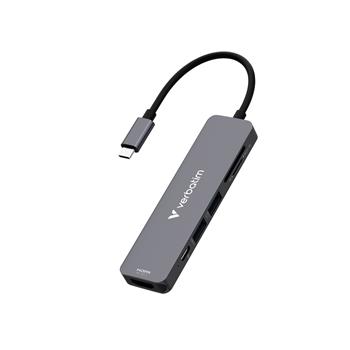 VERBATIM USB-C ESSENTIALS MULTIPORT HUB 6 PORT - USB 3.2 GEN 1 / HDMI / USB-C PD / USB-A / SDHC / microSD